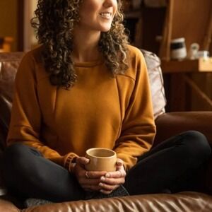 DESO LELAND Pullover Sweatshirt Made in USA DESERT CAMEL WOMEN SMALL